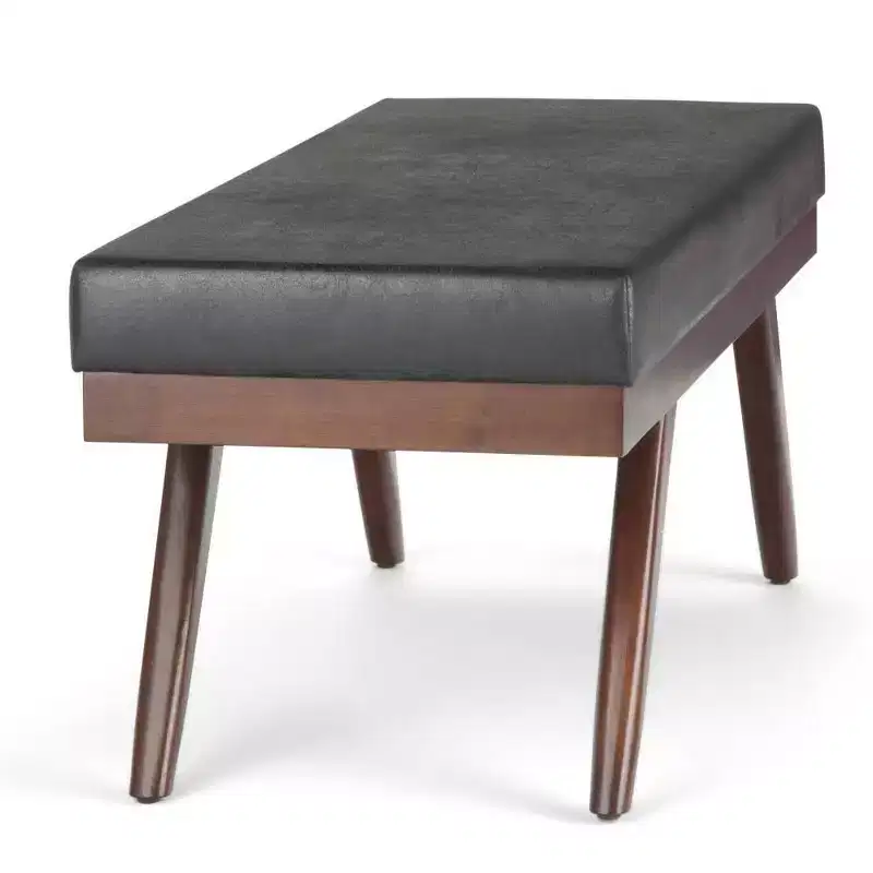 48 Nadine Mid Century Ottoman Bench Faux Air Leather - Wyndenhall