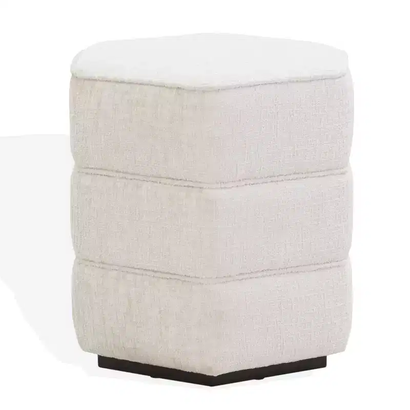Rosaria Chenille Hexagon Ottoman — Wood Frame, Polyester, Polyurethane Foam