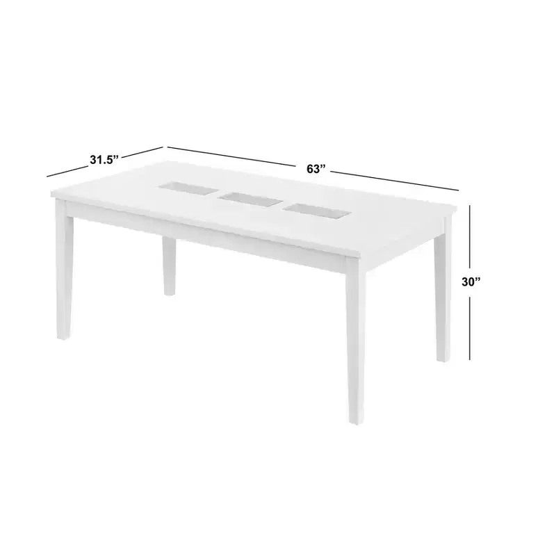 Diamond Rectangular Dining Table White – 6-Seater, MDF & Rubberwood