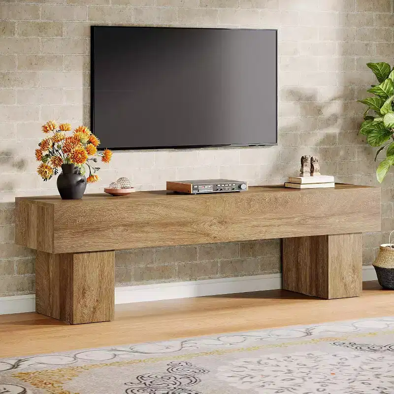 Lantine 63 TV Stand Entertainment Center, Low TV Console for Living Room, Long Media Console Television Stands for 55/60/65 Inches TV