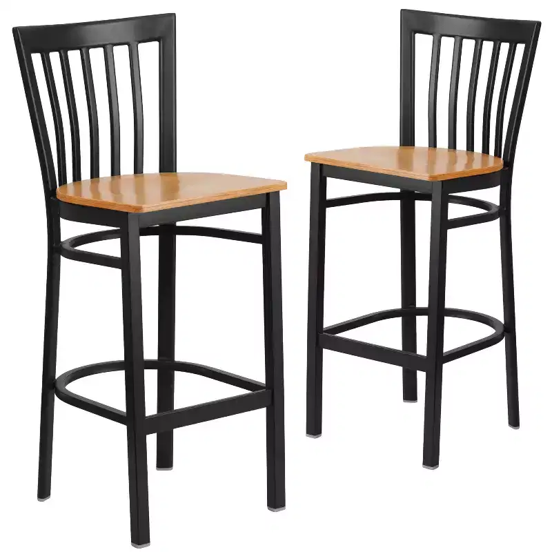 School House Back Metal Restaurant Barstool, Set of 2