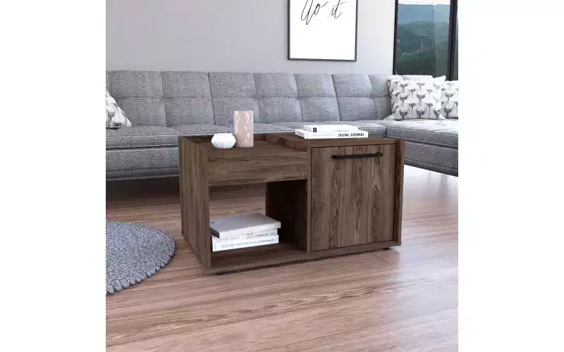Crafted for both style and function, this Velvet Coffee Table, One Open Shelf, Single Door Cabinet is a compact bedside table that helps keep.