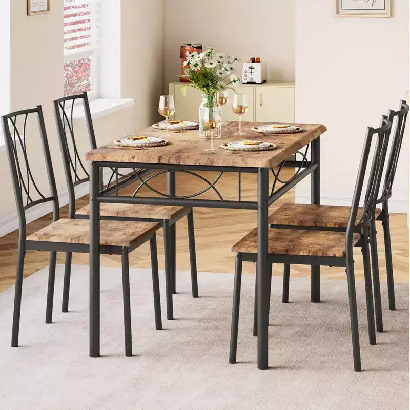 Rectangle Kitchen Table, with 4 Upholstered Chairs