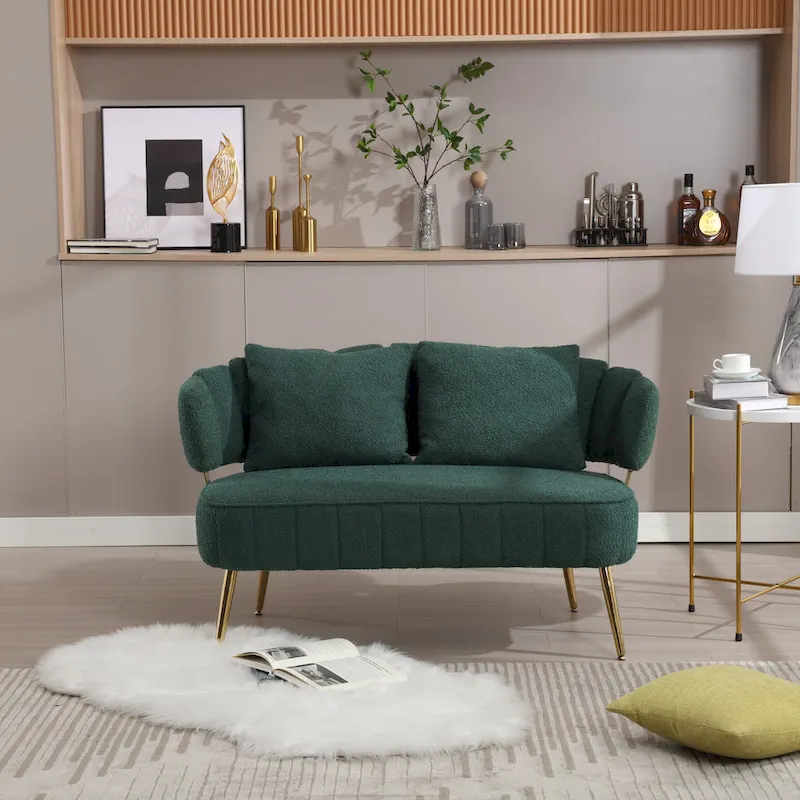 Modern Upholstered Armsofa Tufted Sofa with Metal Frame