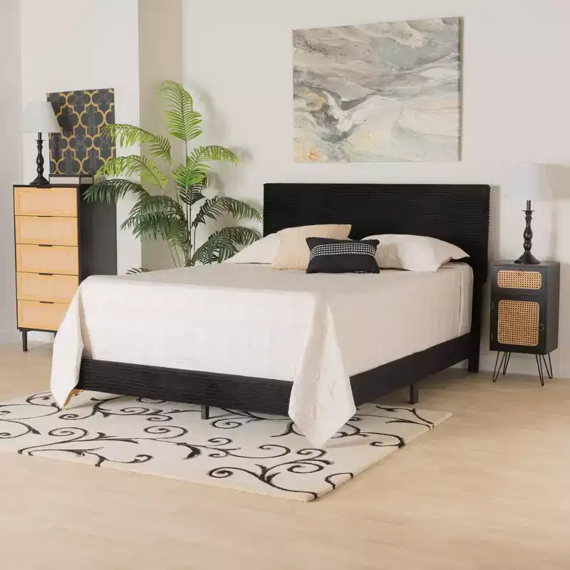 Baxton Studio Abberton Modern and Contemporary Velvet and Metal Panel Bed