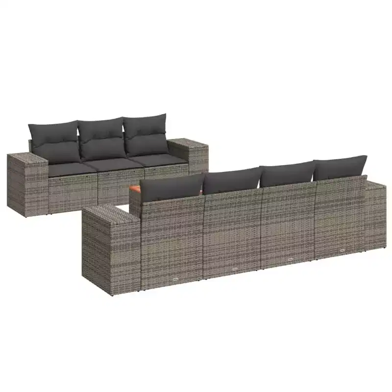 vidaXL Modular Patio Sofa Set with Cushions and Acacia Wood Table