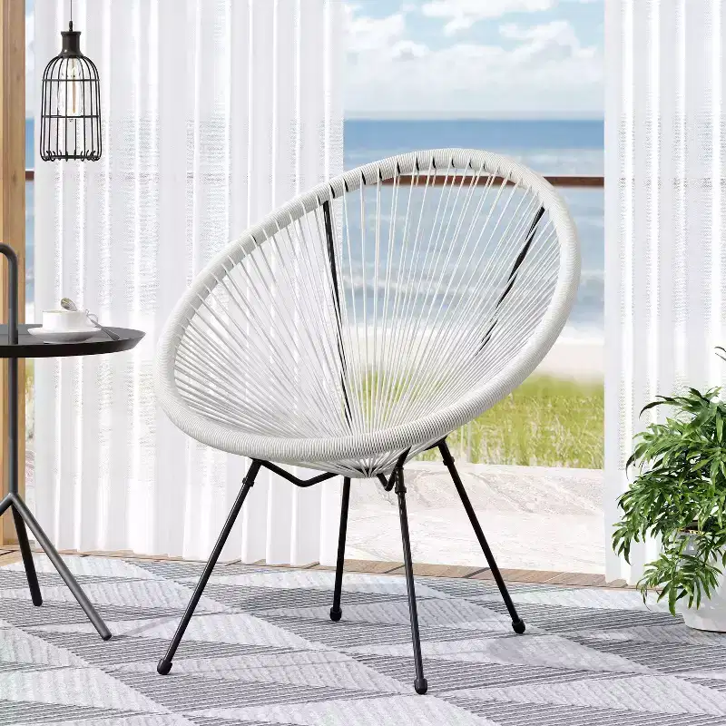 Christopher Knight Home Anson Outdoor Acapulco Woven Patio Accent Chair White/Black