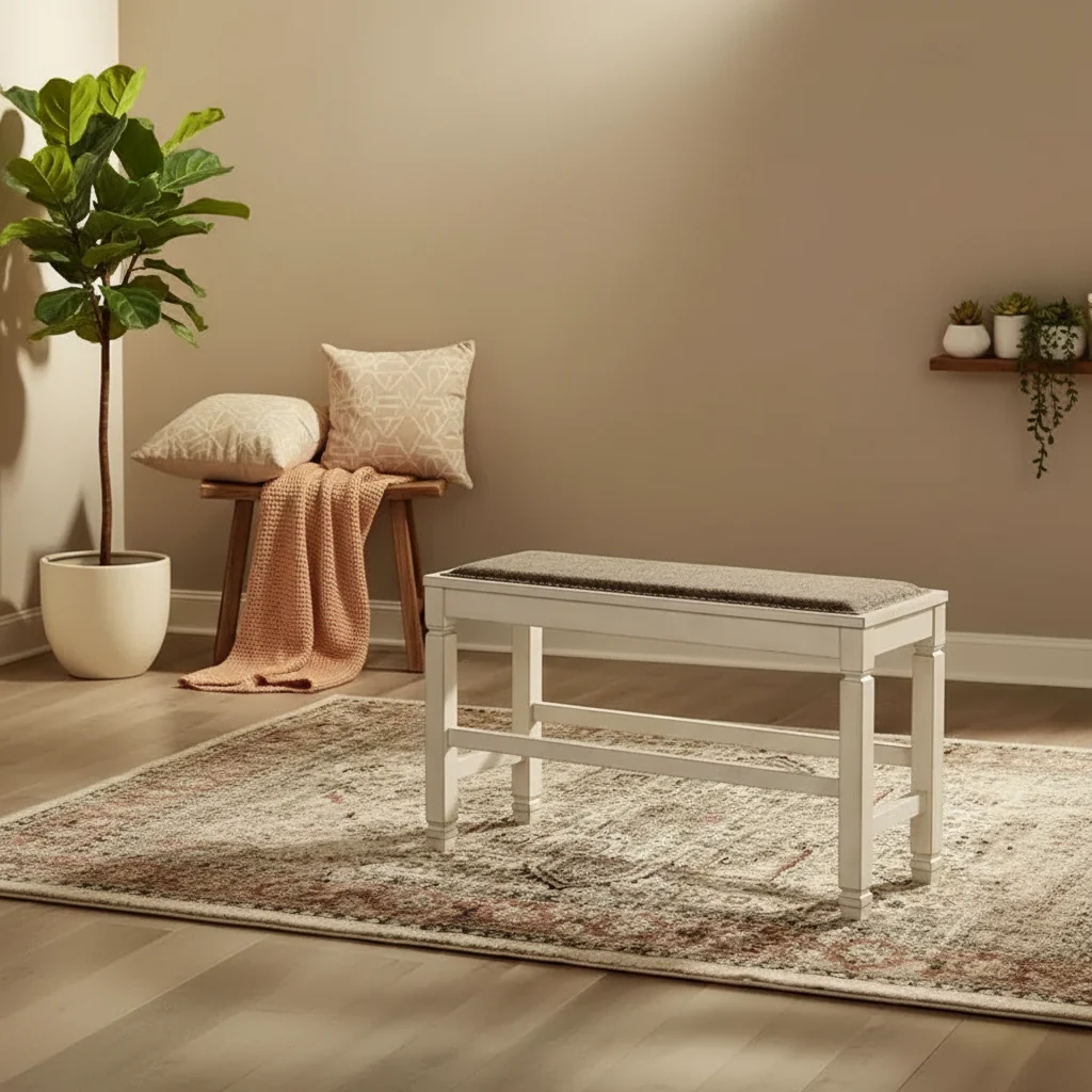Counter Height Dining Bench Antique White