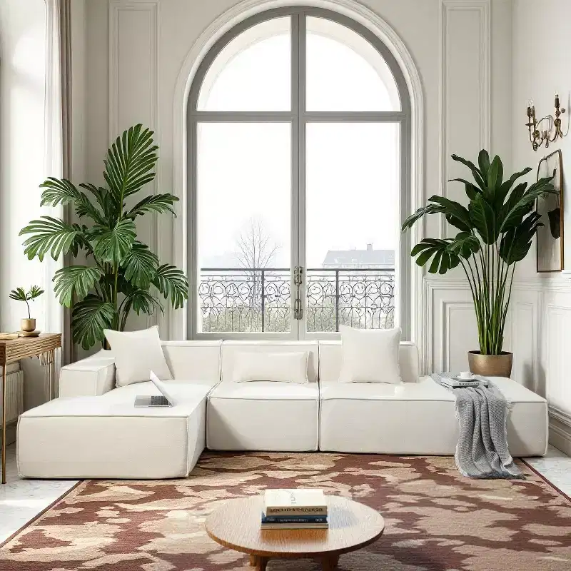 Christopher Knight Home Pyren 129.5 Modern L-Shaped 3-Seater Upholstered Sectional Sofa