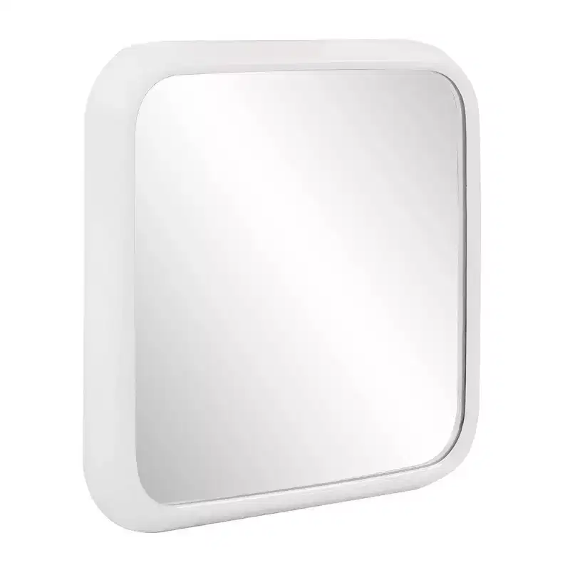 Contemporary Curved Square Framed Wall Mirror, White 16.5