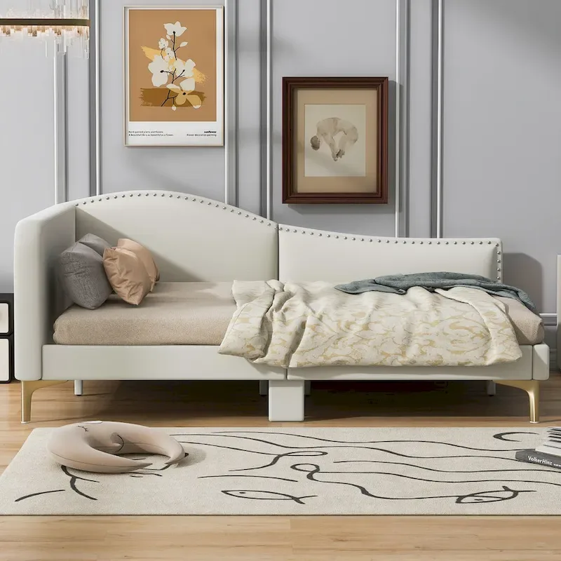 Upholstered Daybed with Guardrail and Headboard