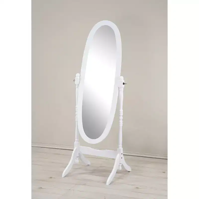 Anna Style Decorative Full Length Mirror with Wood Frame, White – Bedroom & Dressing Room