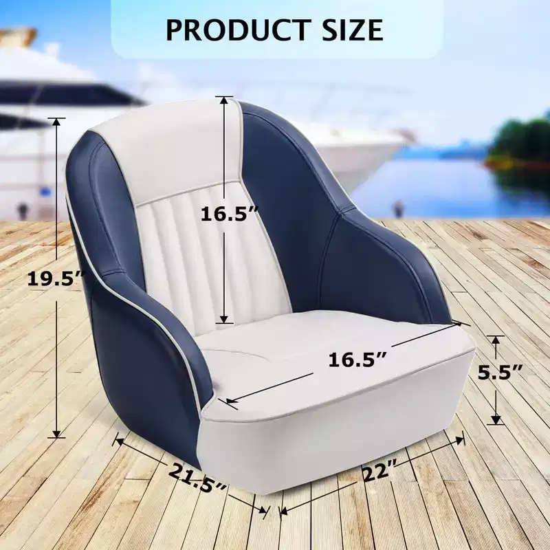 Pontoon Boat Captain Chair  Ergonomic Bucket Seat with Compression Foam Padding and Durable Molded Plastic Frame