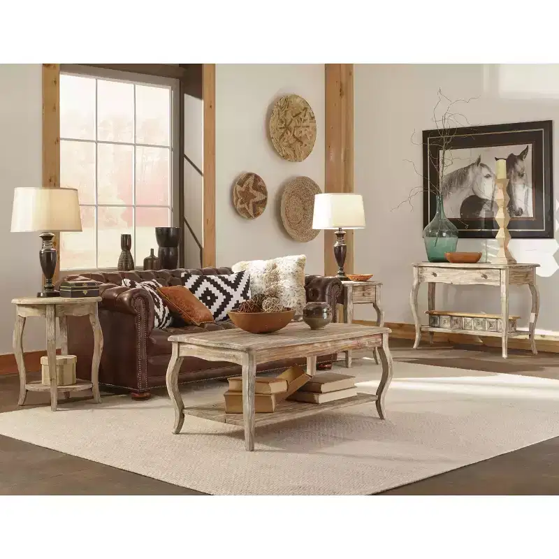 Round End Table Driftwood Brown - Alaterre Furniture