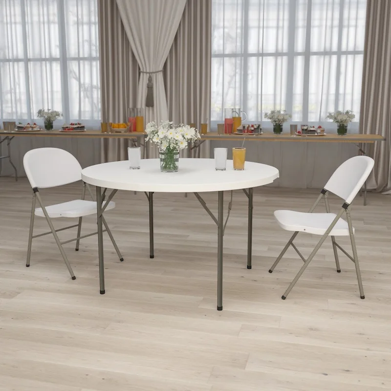 48 Round Granite White Plastic Event and Party Folding Table
