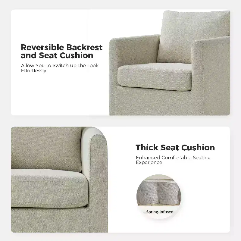 Bernhard Slipcovered Swivel Chair with textured fabric and flared armrests| HULALA HOME