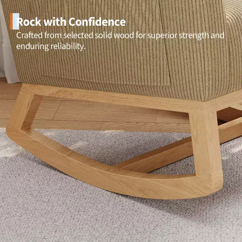 Modern Nursery Glider Rocking Chair with Side Pockets & Pillow – Ergonomic, 300 lb Capacity