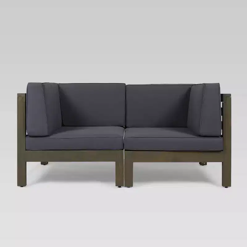 Oana 2pc Acacia Wood Modular Loveseat - Christopher Knight Home