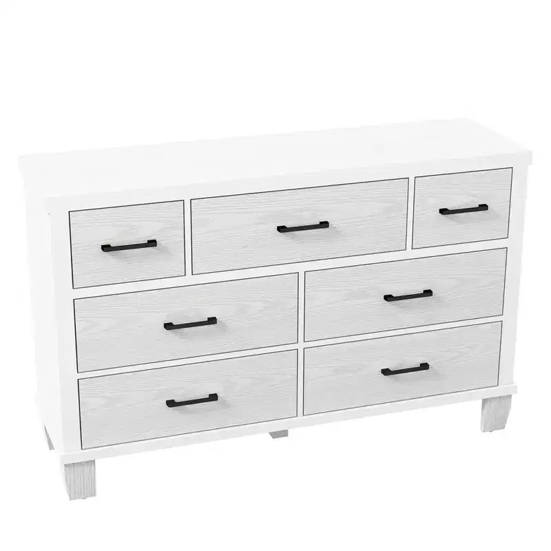Drawer Dresser, Modern Wooden Bedroom Chest of Drawers With Storage Drawers, Farmhouse Style TV Stand for Living Room, Bedroom, Hallway, White