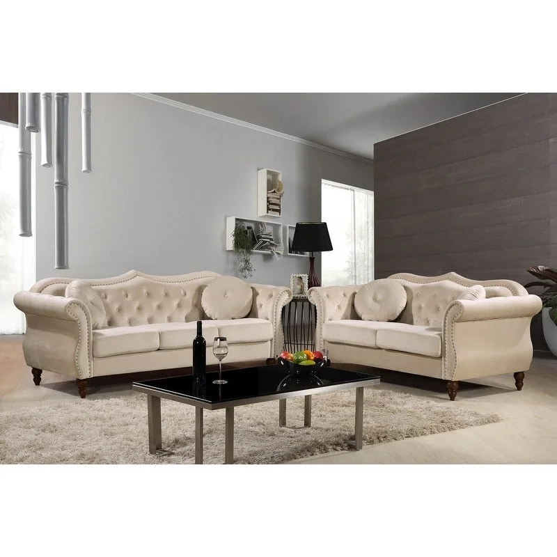 Carbon Classic Nailhead Chesterfield 2 Piece Living Room Set