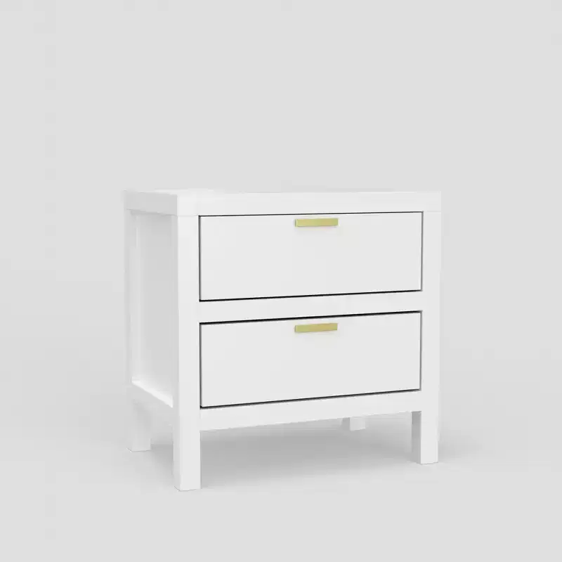2-Drawer Nightstand in Cappuccino, Fully Assembled Wood Bedside Table