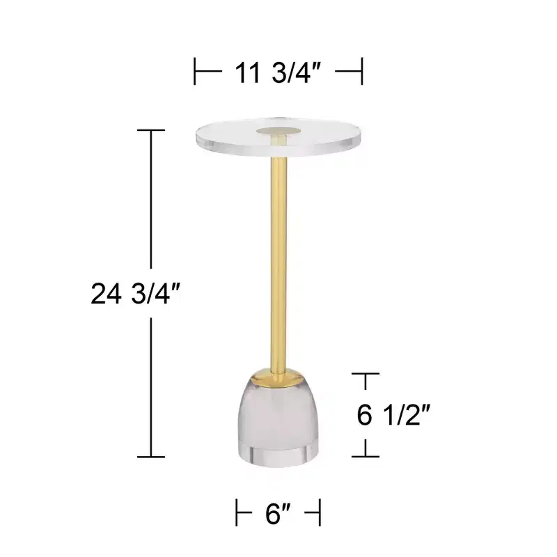 55 Downing Street Hanna 24 3/4 Luxe Gold Side Table with Acrylic Top and Glass Base