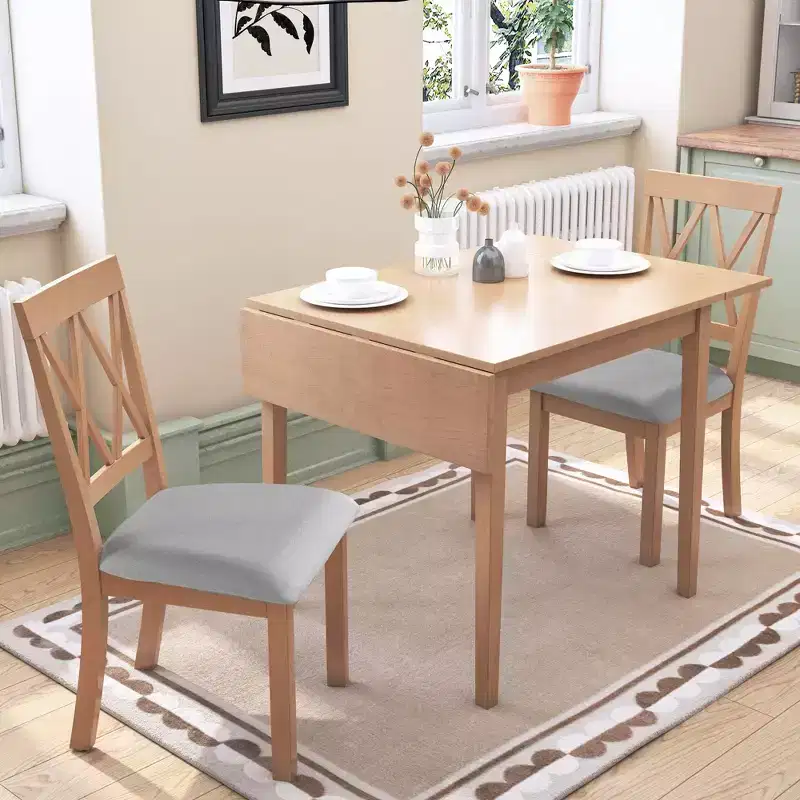 GDF Studio Avery 3 Piece Dining Set with Drop Leaf Dining Table and 2 Dining Upholstered Chairs
