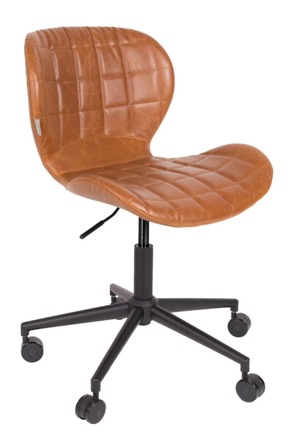 Cognac Leather Bucket Office Chair