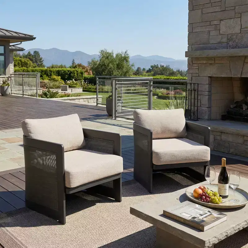 Christopher Knight Home Kamal Modern Patio Aluminum Olefin Upholstered Club Chairs with Cushion