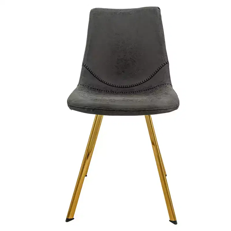 LeisureMod Markley Modern Faux Leather Dining Chair Set of 4 with Gold Legs, Upholstered Seat, Sleek Design for Kitchen, Dining Room, Office, or Cafe