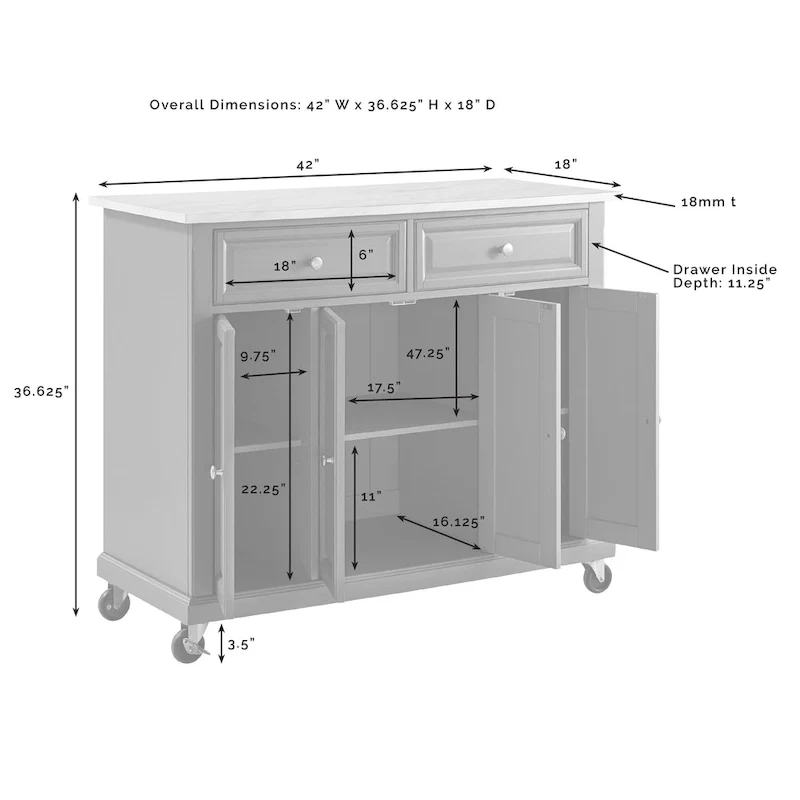 Crosley Avery Kitchen Island/Cart - 18x42.13x36