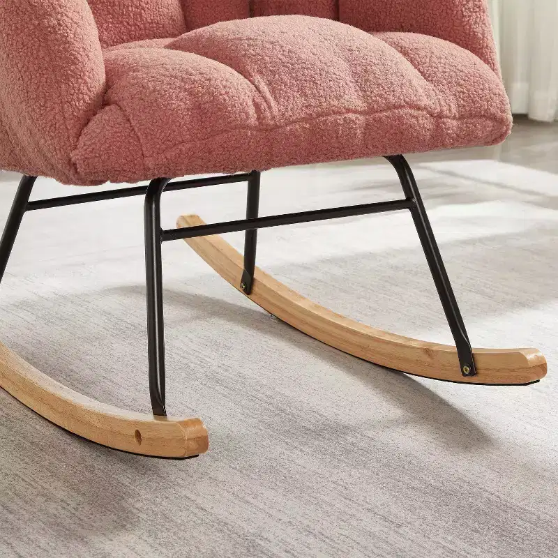 High-Back Rocking Chair – Green / Ivory / Pink, Single Seat, Upholstered