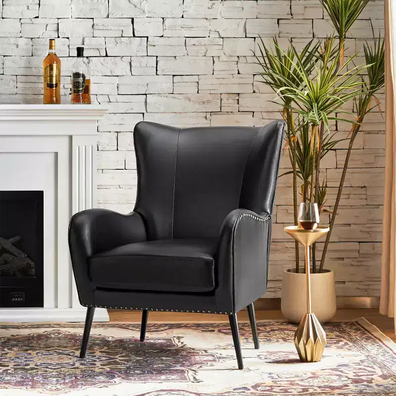 Classic Armchair with Wingback and Nailhead Trim