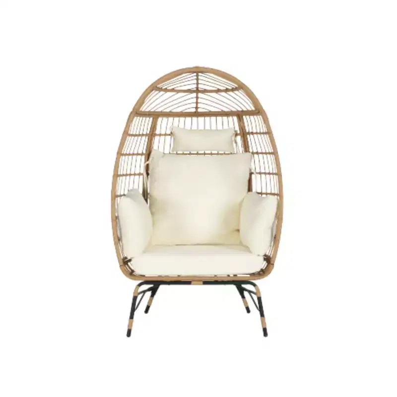 Wicker Egg Chair, Rattan Egg Chair Indoor Outdoor, Oversized Large Egg Chairs 600lbs with Cushion and Pillow