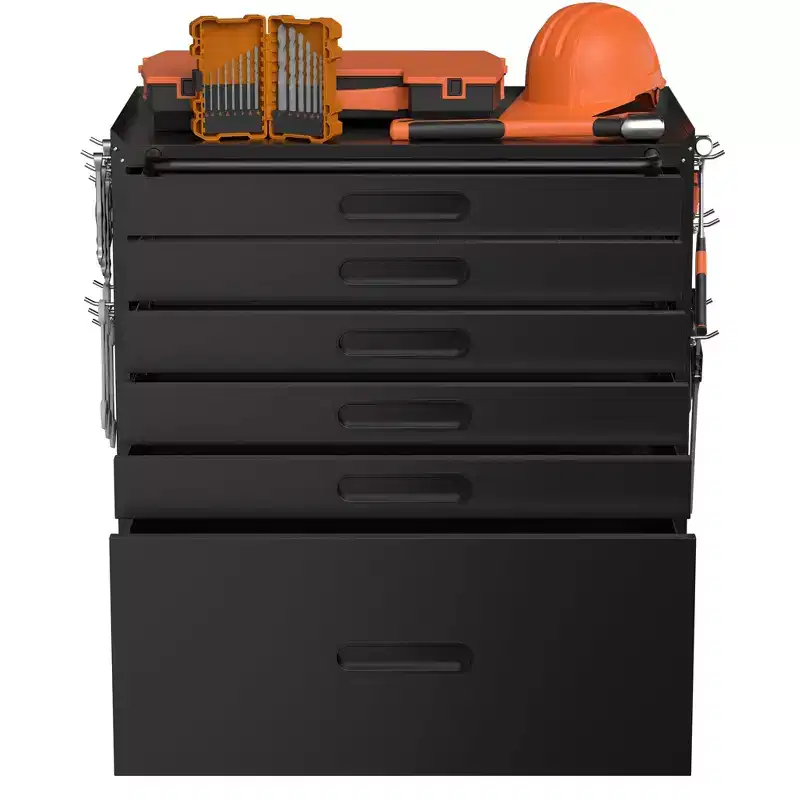34 6-Drawer Rolling Tool Chest - Heavy-Duty Steel Mobile Garage Cabinet & Small Parts Storage Organizer, Black