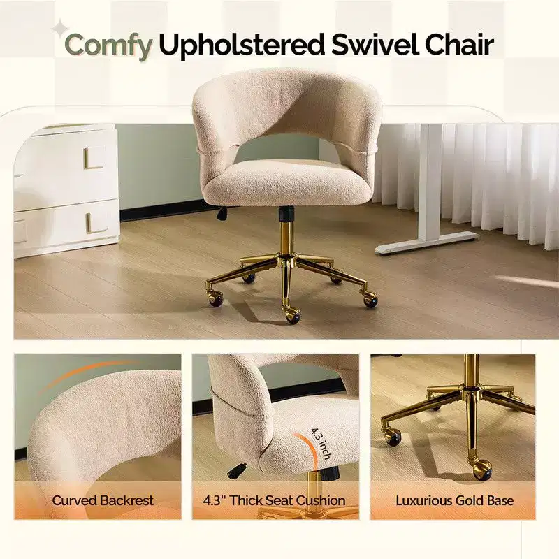 | 25.1 Inch Velvet Ring Backrest Swivel Office Chair