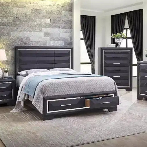 Liverpool Wood Frame Panel Bed with 2 Drawers