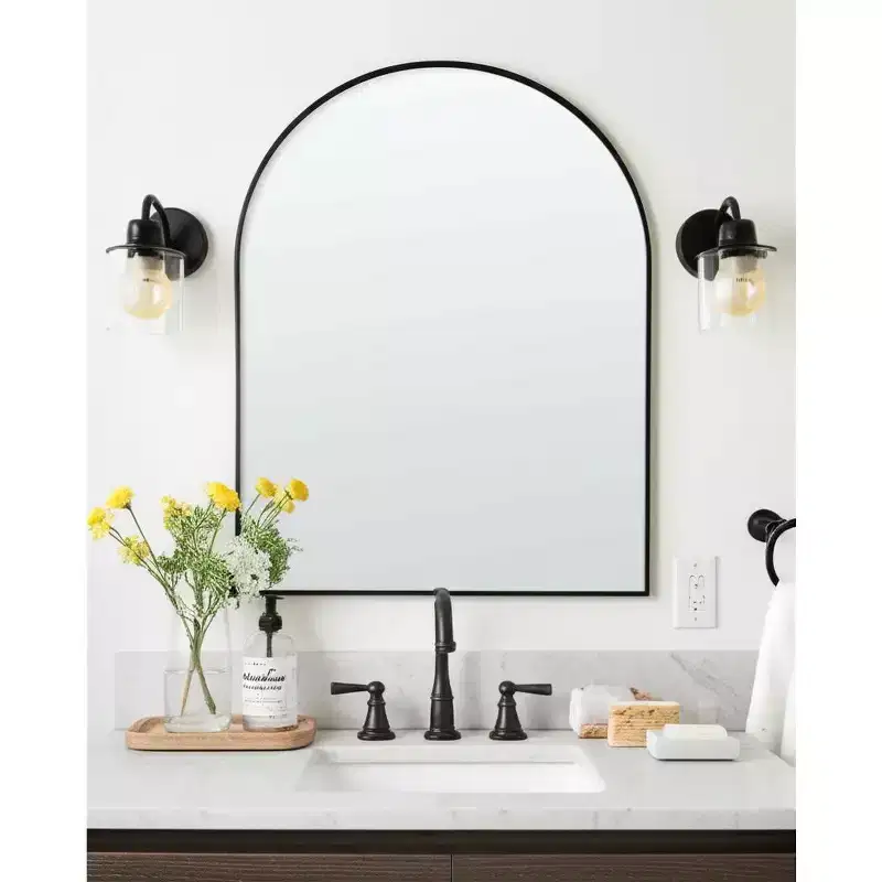 39'' Black Arch Metal Framed Bathroom Vanity Mirror