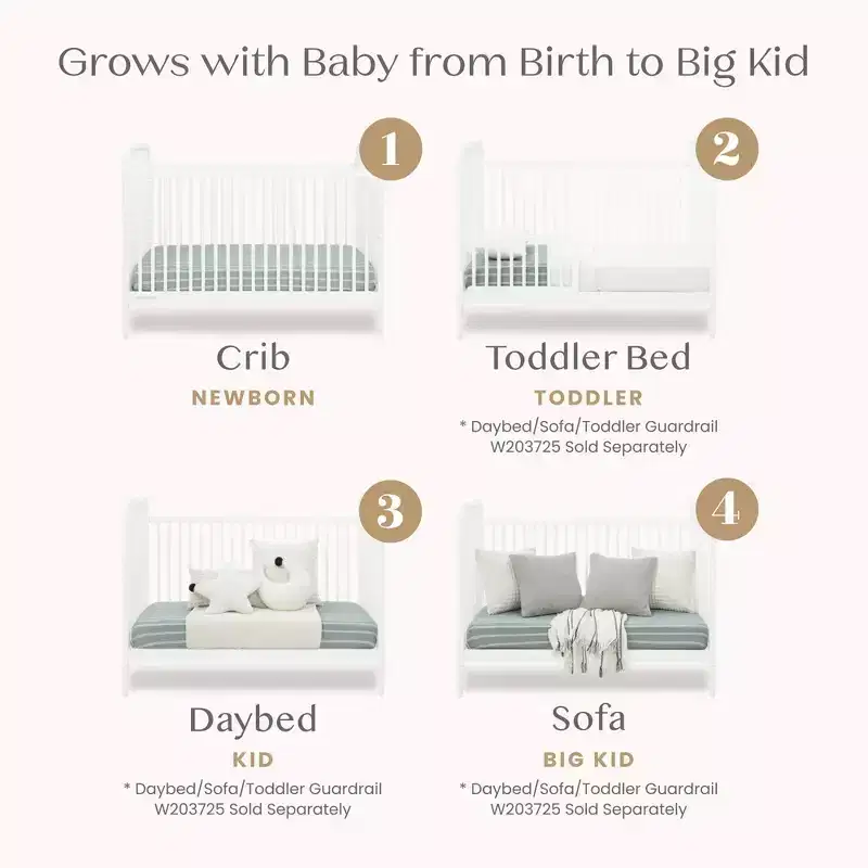 Wood 4-in-1 Convertible Baby Crib 55''W x 30.5''D x 41''H