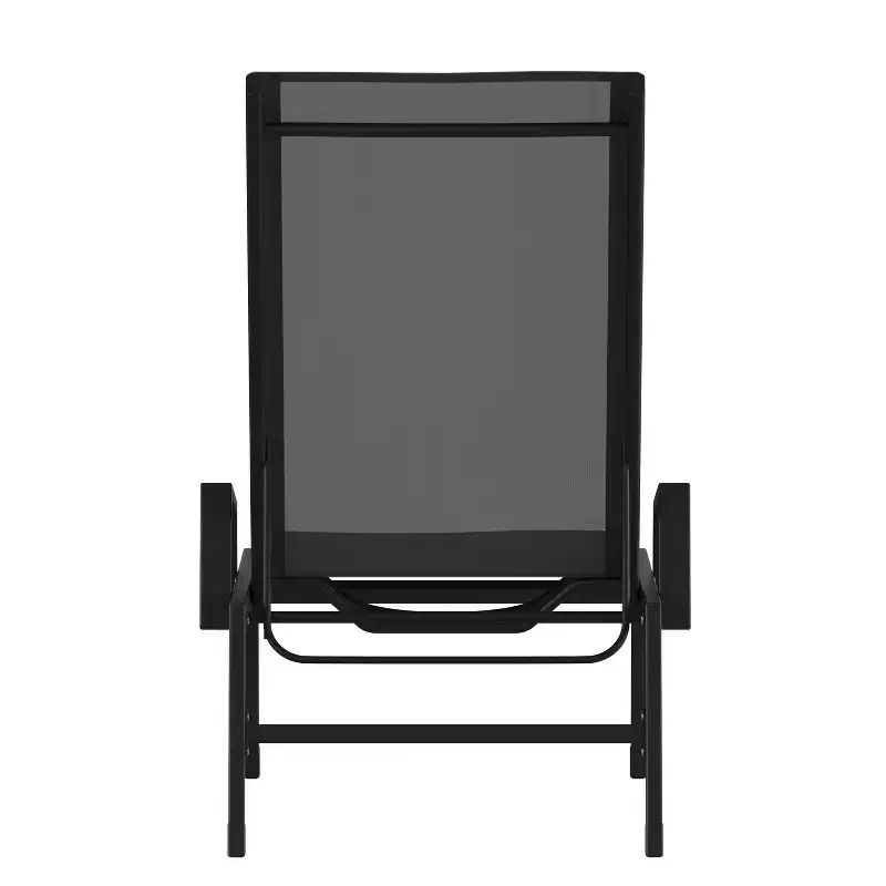 Emma and Oliver Textilene Adjustable 5 Position Patio Chaise Lounge with Armrests and Metal Frame