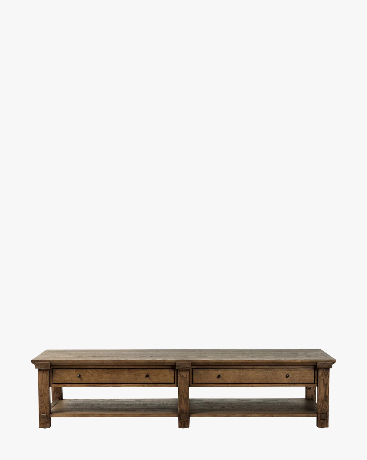 Traditional Oak Coffee Table with Heritage Joinery & Built-In Storage Drawers for Living Room