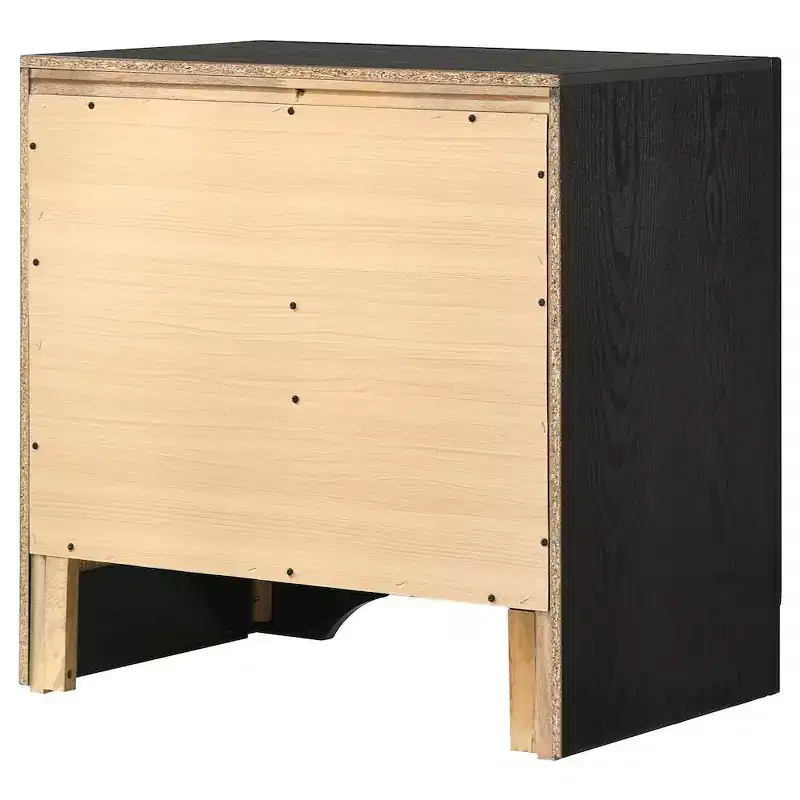 Black / White 2-Drawer Nightstand with Rhinestone Pulls, for 1