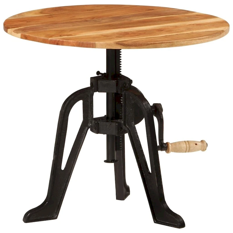 vidaXL Side Table Round Coffee End Table Sofa Table Solid Wood and Cast Iron