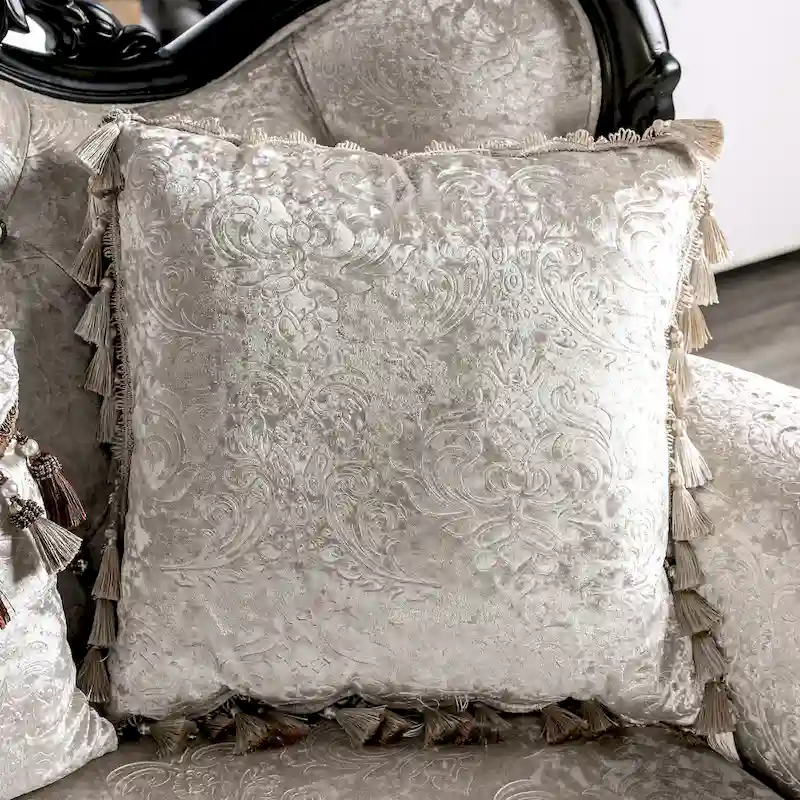 Furniture of America Clarissa Traditional Sofa Set with Button Tufted Back and Accent Pillow