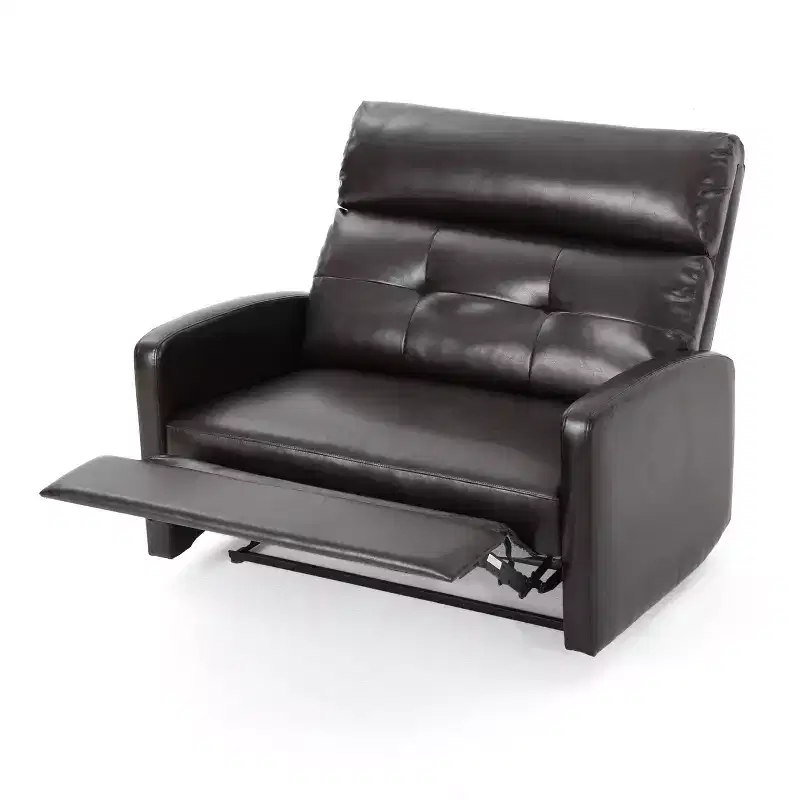 2-Seater Faux Leather Push-Back Recliner - Brown
