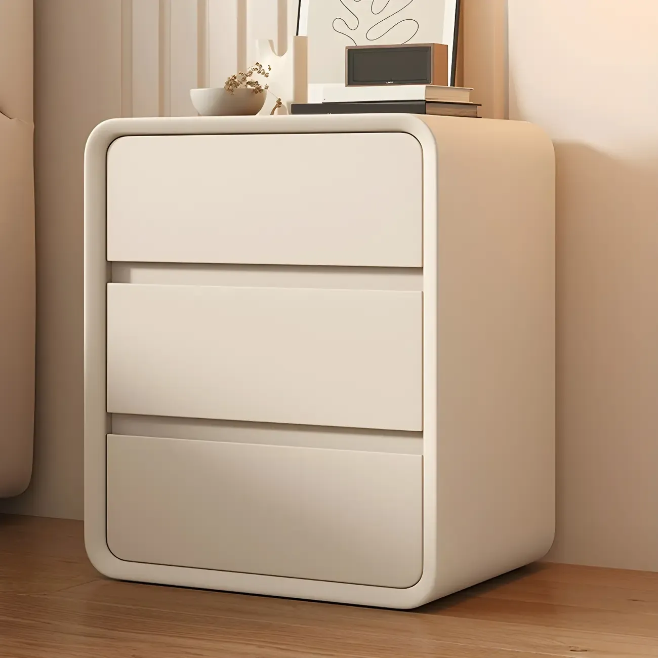 Scandinavian Wood Narrow Bedside Cabinet