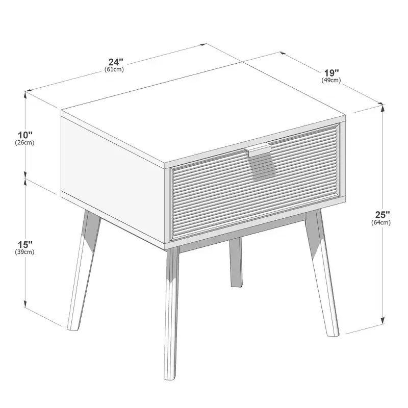 Linea Tambour 1 Drawer Nightstand with Brass Pull