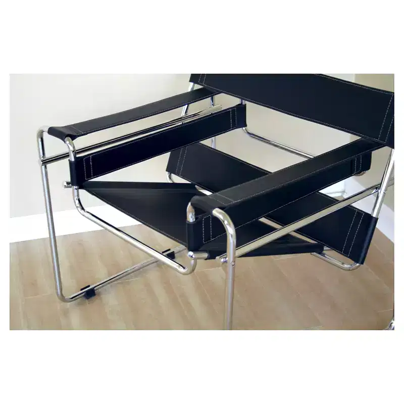 Faux Leather Accent Chair in Black - Steel Frame, No Assembly Required