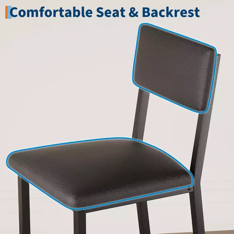 3-Piece Kitchen Table Set, with 2 Upholstered Bar Stools
