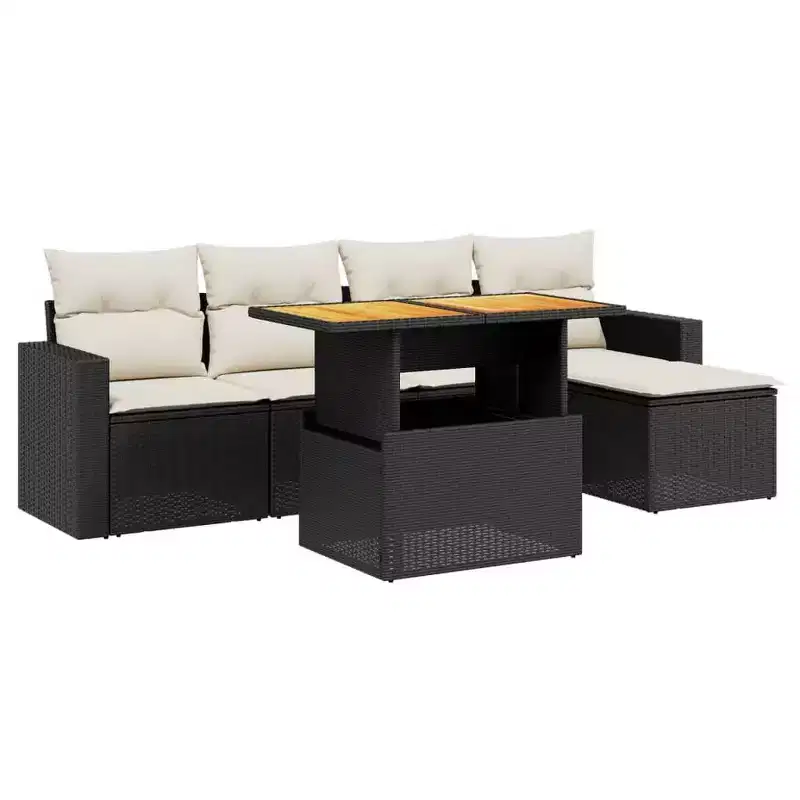 vidaXL Garden Sofa Set with Cushions - Modern Poly Rattan Outdoor Furniture